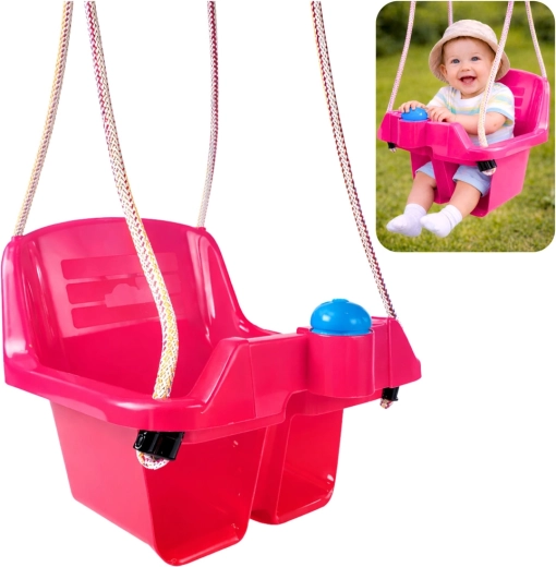 Rožnata dojenčkova gugalnica z vedrasto sedežno školjko