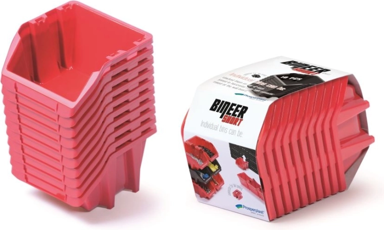 Komplet shranjevalnih škatel 10 kosov Bineer Short, 180 × 98 × 118 mm, rdeča