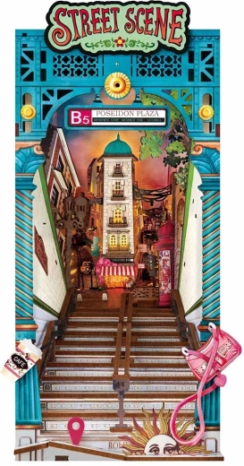 Rolife DIY 3D knjižno stojalo Ulička z LED osvetlitvijo