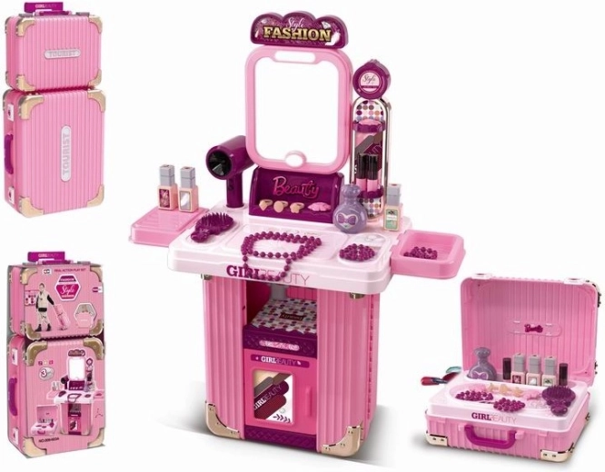Travel cosmetic table with 2 cases