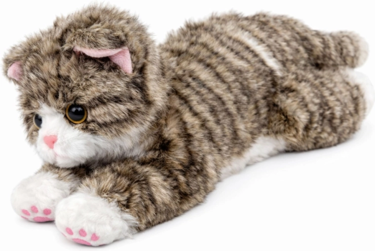 Plišasto ležeče mucko bež 38 cm