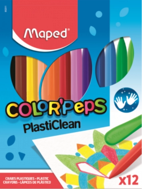 Trikotne plastične barvice MAPED Color'Peps PlastiClean, 12 kosov