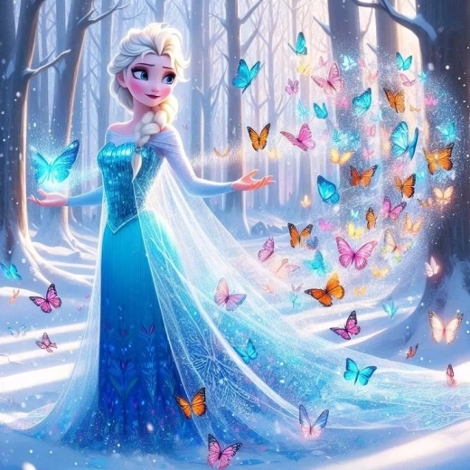 Norimpex slikanje po številkah Ledena princesa z metulji 40 × 50 cm