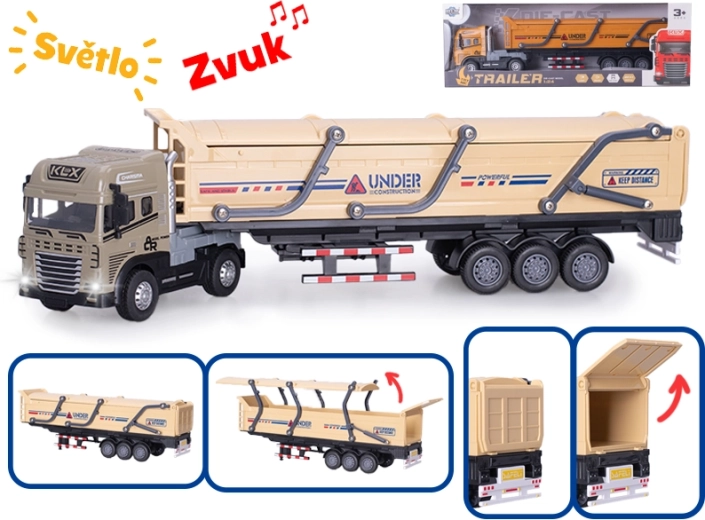 Kovinski tovorni tovornjak 1:24 z lučjo in zvokom, vztrajnik, 39 cm