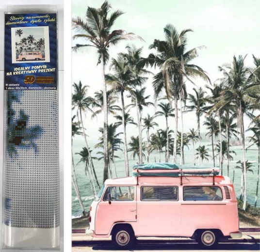 Diamantno slikanje Rožnati avtobus 30x40 cm