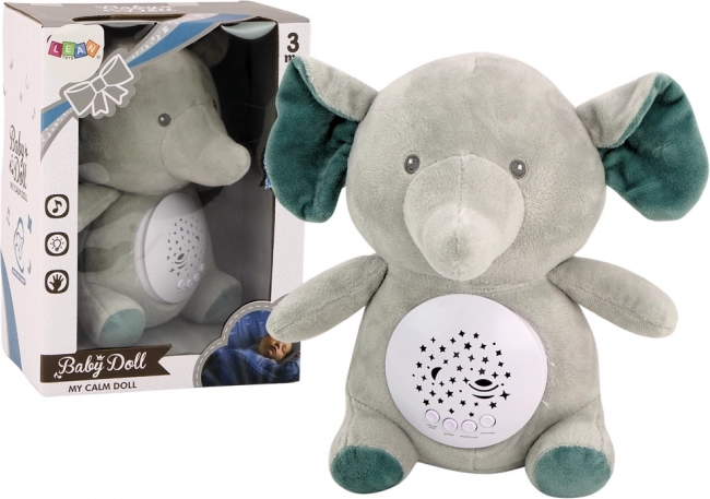 Uspavalni medvedek Slonček s projekcijo zvezd in melodijami - siv