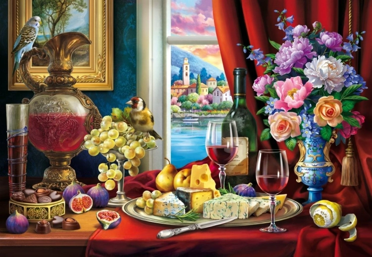 Sestavljanka Tihožitje z vinom 1000 kosov