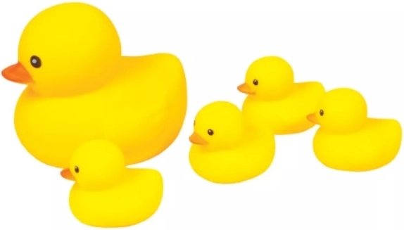 Set of Bath Ducks in a Net - 5 pcs