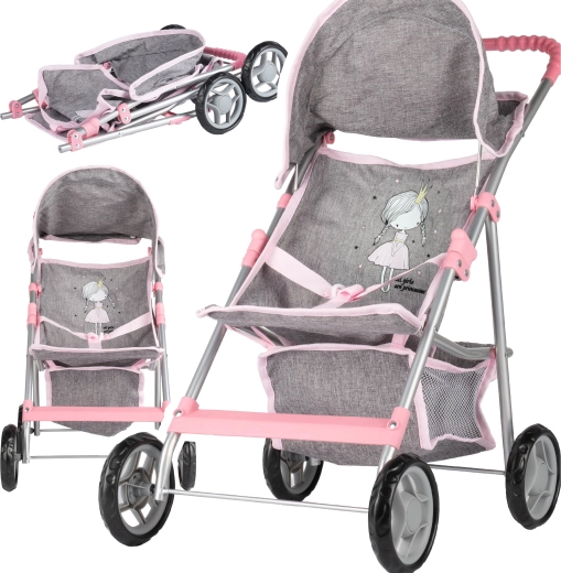 Voziček za punčke Little Princess Grey