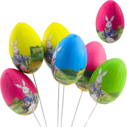 Velikonočna jajčka na vrvici z zajčkom - komplet 6 kos