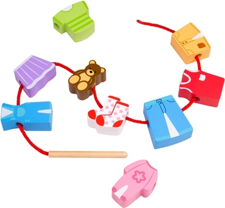 Bigjigs Toys komplet za nizanje perl – oblačila