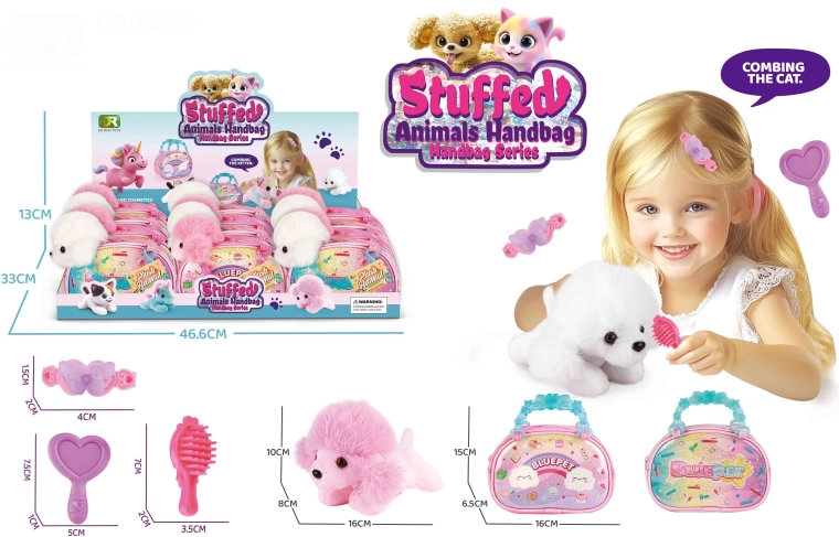 Plišasti kužek v torbi 16 cm z dodatki