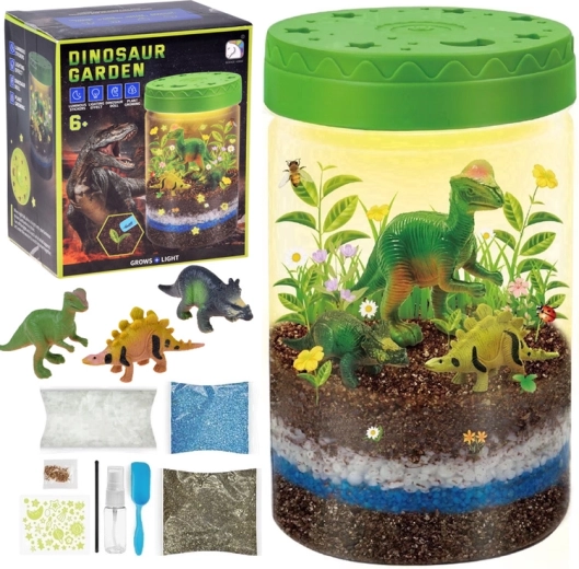 Osvetljeni dinosavrski vrt 3v1 – DIY terarij, lučka in gojenje rastlin