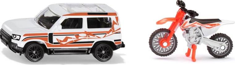 Komplet Siku: Land Rover Defender in motokros motor KTM 450 SX-F