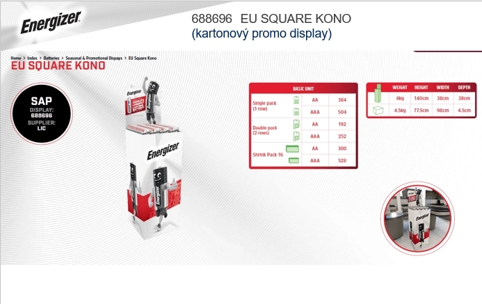 Stojalo za baterije ENERGIZER 60 cm