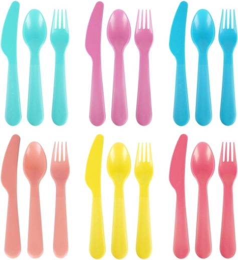 Plastični jedilni set za 6 oseb, 18 kosov