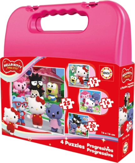 Educa progresivne puzzle v kovčku Hello Kitty 4v1 (12–25 kosov)