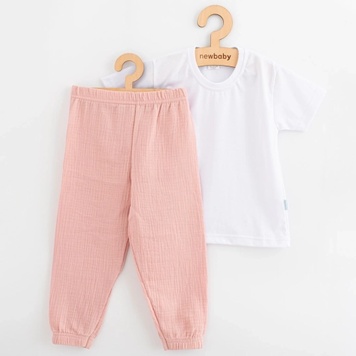 Children’s cotton set: T‑shirt and muslin pants pink 110 (4–5 years)