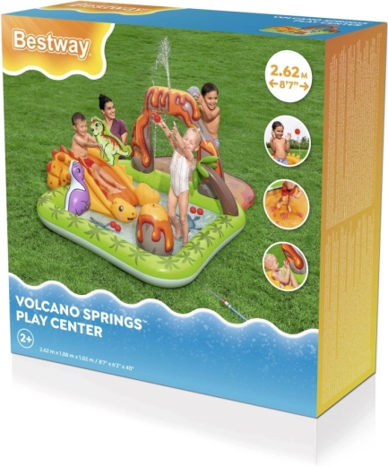 Nafukljiv igralni center dinozavri s toboganom in vodnim razpršilnikom