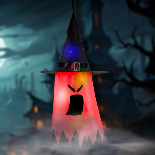 Halloweenska viseča LED-dekoracija duh, rdeča