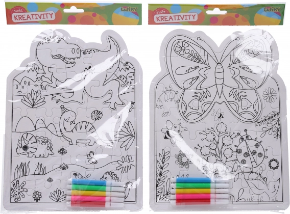 Kreativni komplet: sestavljanka in flomastri