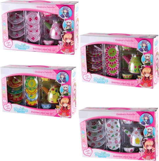 Kovinski čajni set s potiskom, 15 delov