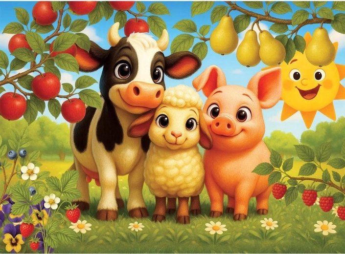 Lesene sestavljanke Živali na kmetiji 40 kosov WOODEN CITY