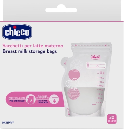 Chicco vrečke za materino mleko 250 ml, 30 kos