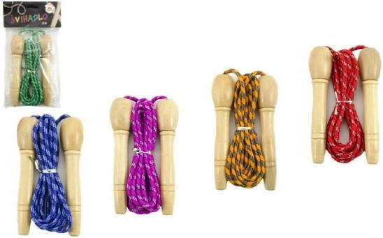 Preskakovalna vrv z lesenimi ročaji v različnih barvah