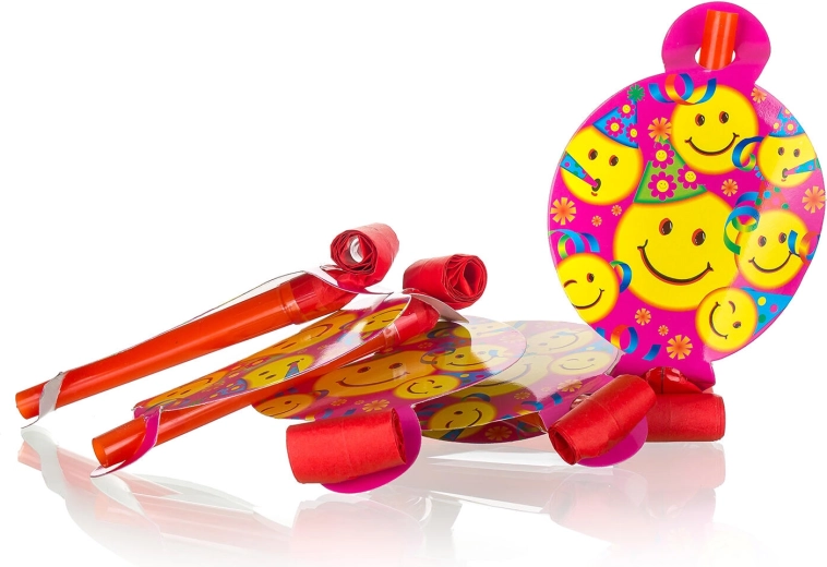 Zabavne pihalke s nasmeški in baloni, 6 kos