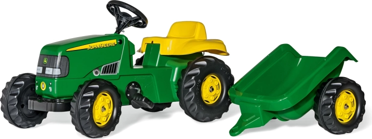 Pedalni traktor Rolly Kid John Deere s prikolico, zelen