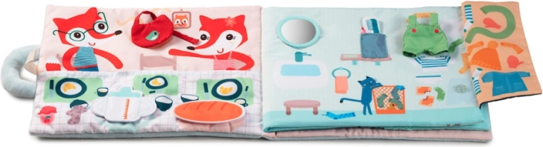 Lilliputiens textile educational book with Alice the fox – Good morning