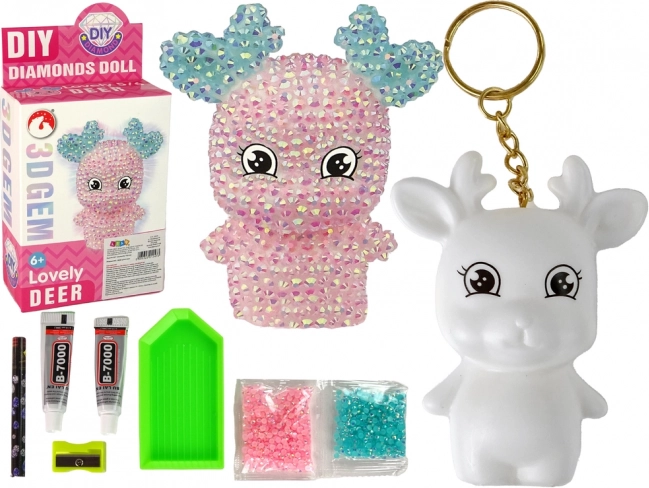 Kreativni set DIY roza diamantni jelenček 3D obesek s kristali