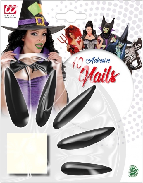 Črni dolgi čarovniški nalepni nohti