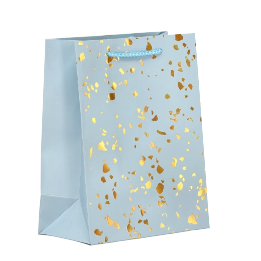 Darilna vrečka z zlatimi pikami, 23 × 18 × 10,5 cm