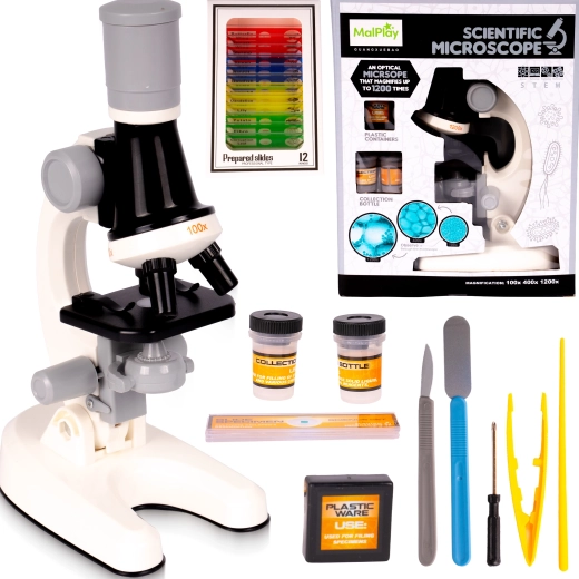 otroški mikroskop s priborom in pripravki