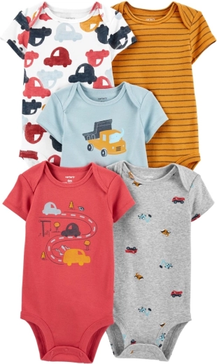 Carter’s boys’ short-sleeve bodysuits Cars, 5 pcs (3 m)