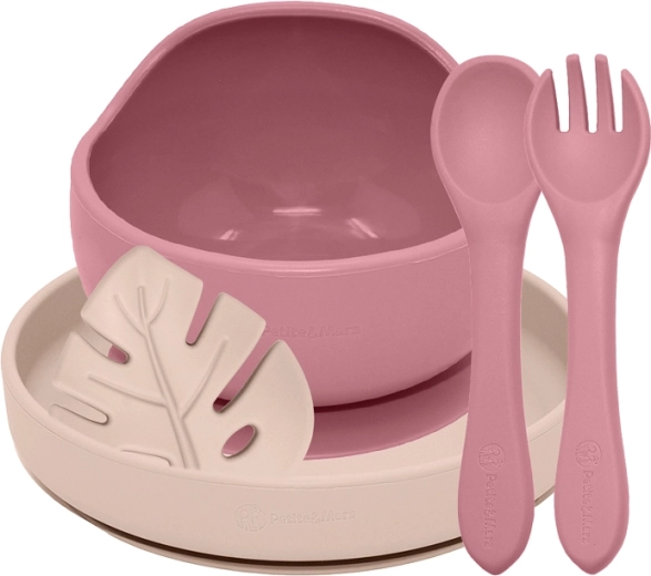 Petite&Mars dining silicone set take&match dusty rose – desert sand 6m+ (4 pcs)