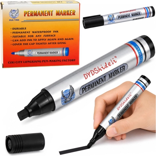 Vodoodporen permanentni marker črn z okroglo konico 13,5 cm – 1 kos