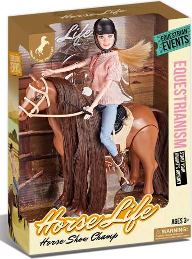 Jahalni rjavi konj na baterije z zvoki in jahačico