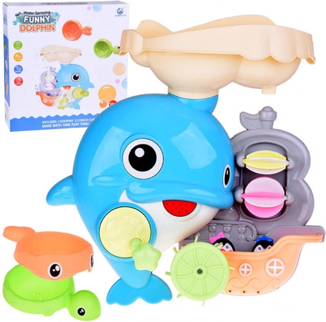 veseli delfin – kopalna igrača s čolničkom in pingvini