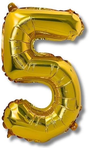 Foliasti balon številka 5, 40 cm, zlata