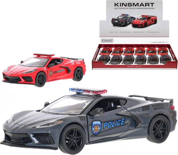 Kinsmart metal model car Corvette 2021 emergency services 1:36 - 1 piece