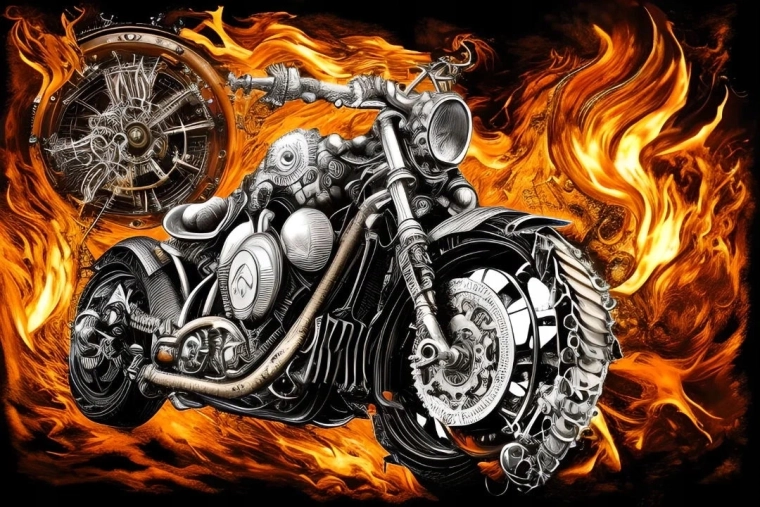 Norimpex diamond painting Motorcycle with flames 30 × 40 cm