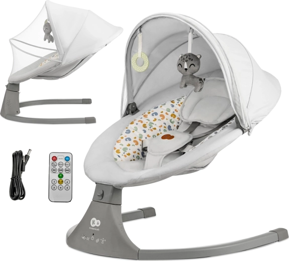 Kinderkraft ležalnik in zibelka 2v1 Lumi z melodijami, Premium Light Grey