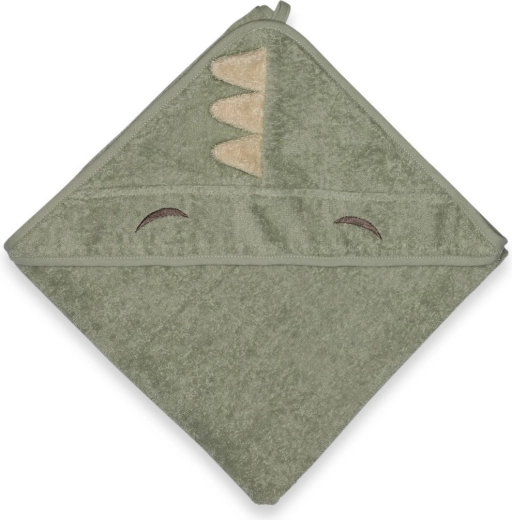 NuuRoo Aki otroška brisača s kapuco light green dino
