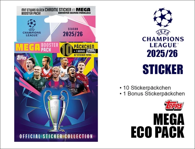 Topps mega eco pack with stickers UEFA Champions League 2025/2026