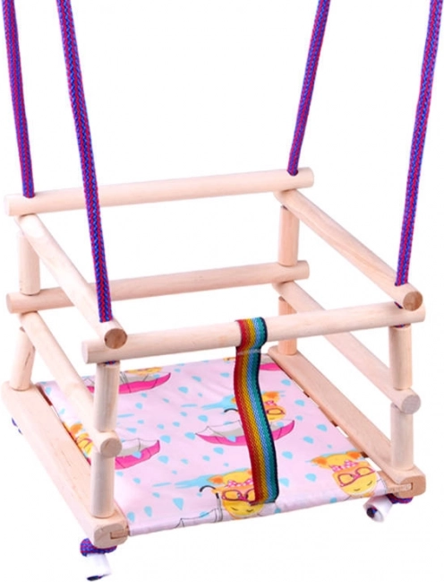 Barvita lesena gugalnica z blazino