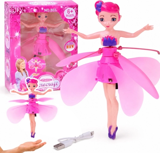 Interactive flying fairy doll with palm sensor and light 19 cm - 1 piece
