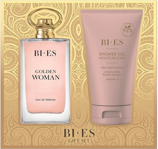Darilni set za ženske BI-ES Golden Woman – parfumska voda 90 ml + gel za prhanje 150 ml